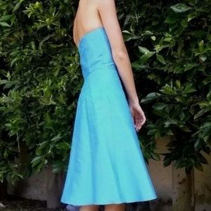 Ann Taylor aqua blue strapless A-line dress size 2